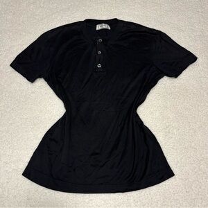 Versace Intimo Women Black Henley Short Sleeve T-shirt